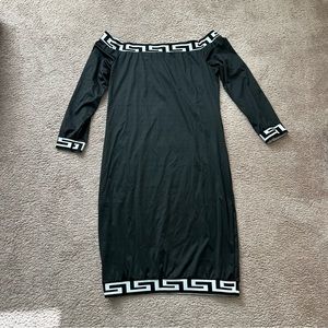 Black casual off the shoulder dress. Mid calf. New